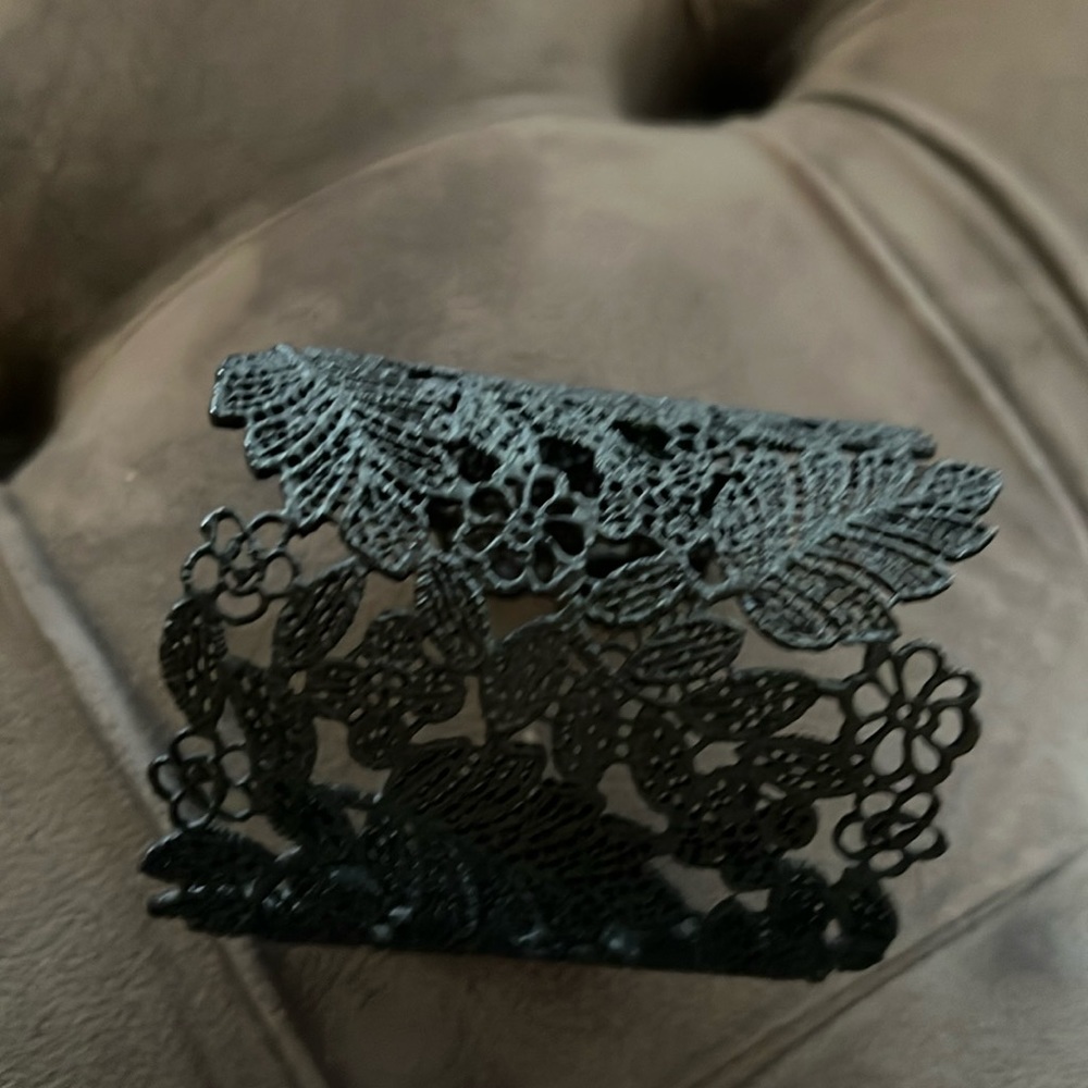 Black floral cuff bracelet